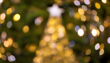 Poster - Festive Glow. Bokeh Wonderland of Christmas Tree Lights Perfect for Holiday Cards, Decor Inspiration, or Digital Greetings This Winter Season, Capturing the Warmth of Celebration and Cheer