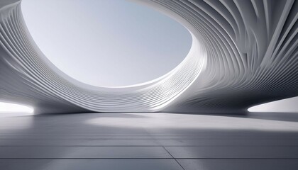 Wall Mural - 3d render of abstract curve structure futuristic architecture with empty concrete floor