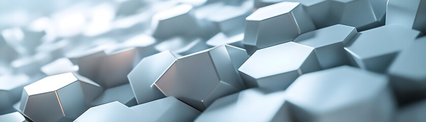 Poster - Abstract Hexagonal Geometric Shapes in Silver