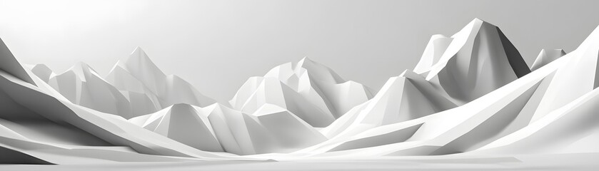 Poster - Abstract White Geometric Mountain Range Landscape