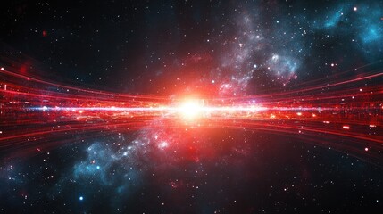 Poster - Glowing waveforms representing quantum science concepts