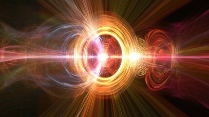 Poster - Glowing waveforms representing quantum science concepts