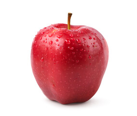 Wall Mural - Fresh red Apple with water drops isolated on white background. clipping path.