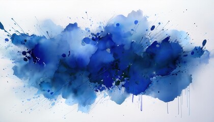 Poster - Explosive Aesthetics. Vibrant Blue Abstract Ink Splash Representing Creativity, Freedom, and Dynamic Expression in Modern Art with Applications in Digital Design and Home Decor Concepts