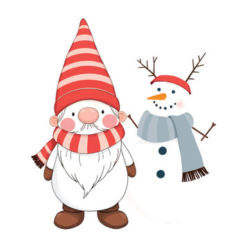 Funny Gnome Christmas vector illustration