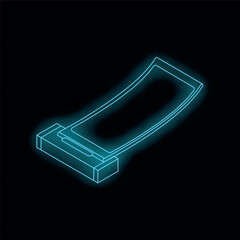 Poster - Neon glowing blue isometric view of a futuristic flexible phone charging wirelessly