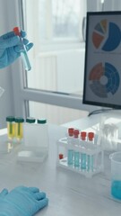 Aufkleber - A Scientist conducts Lab Research and Analysis, using Test Tubes and Glassware, sharing findings with the scientific community to enhance knowledge and foster innovation across various fields