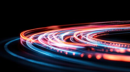 Aufkleber - Bright light trails create a mesmerizing pattern against a dark background at night