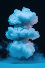 Aufkleber - Colorful blue smoke cloud rising dynamically in a dark backdrop
