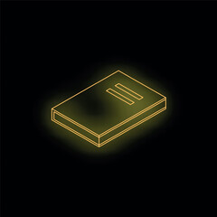 Poster - Glowing neon yellow book icon rendered in 3d isometric perspective