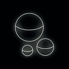 Poster - Three neon white circles are glowing on a black background