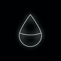 Poster - Neon water drop glowing white on a black background
