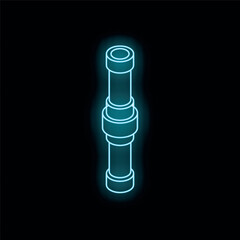 Poster - glowing neon icon of a pipe connecting, isolated on black background
