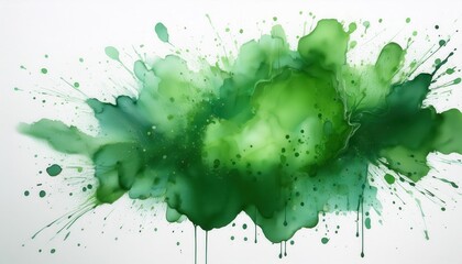 Poster - Vivid Green Splash Art. Dynamic Abstract Ink Explosion Symbolizing Nature's Energy and Creative Fluidity, Perfect for Modern Wall Art, Environmental Campaigns, or Vibrant Branding Concepts