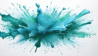 Poster - Dynamic Oceanic Energy Explosion. Mesmerizing Abstract of Turquoise Splashes Evoking Fluid Motion and Creative Freedom in Nature Inspired Art for Interior Design and Conceptual Branding