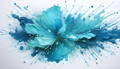 Poster - Dynamic Oceanic Energy Explosion. Mesmerizing Abstract of Turquoise Splashes Evoking Fluid Motion and Creative Freedom in Nature Inspired Art for Interior Design and Conceptual Branding