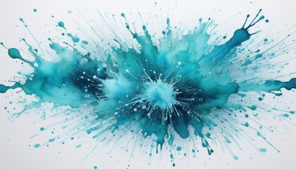 Poster - Dynamic Oceanic Energy Explosion. Mesmerizing Abstract of Turquoise Splashes Evoking Fluid Motion and Creative Freedom in Nature Inspired Art for Interior Design and Conceptual Branding