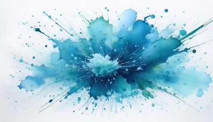 Poster - Dynamic Oceanic Energy Explosion. Mesmerizing Abstract of Turquoise Splashes Evoking Fluid Motion and Creative Freedom in Nature Inspired Art for Interior Design and Conceptual Branding