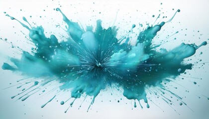 Poster - Dynamic Oceanic Energy Explosion. Mesmerizing Abstract of Turquoise Splashes Evoking Fluid Motion and Creative Freedom in Nature Inspired Art for Interior Design and Conceptual Branding