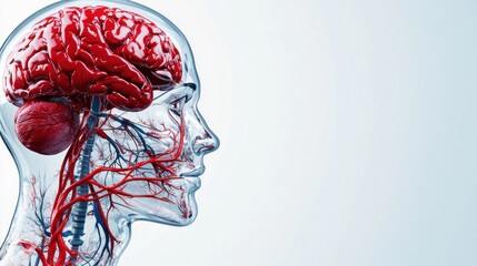 Poster - detailed cross section of human brain anatomy in glass display
