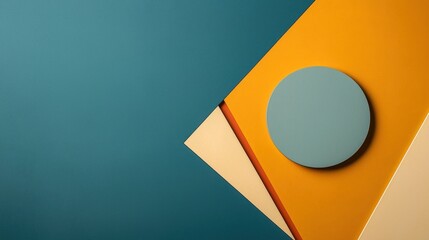 Poster - Minimalist Abstract Geometric Shapes Composition in Vibrant Orange and Teal