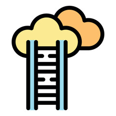 Poster - Conceptual illustration featuring a ladder connecting clouds, symbolizing uploading data to cloud storage