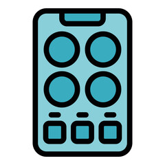 Poster - Mobile phone screen displaying control panel interface with round dials and rectangular buttons, suggesting remote controlling or automation concept