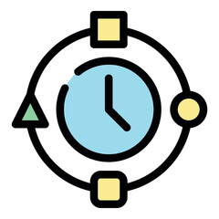 Poster - Circular workflow process showing project management with clock and milestones