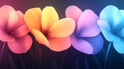 Poster - Vibrant Abstract Watercolor Background Featuring Colorful Flowers with Smooth Gradients and Artistic Floral Elements for Modern Designs