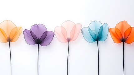 Poster - Abstract Watercolor Floral Composition Featuring Delicate Flower Shapes in Soft Colors Against a Minimalistic Background for Artistic and Creative Projects