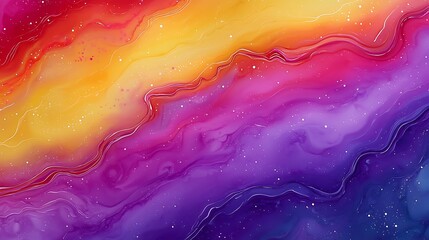 Poster - Abstract Watercolor Composition Featuring Vibrant Swirls of Red, Yellow, Purple, and Blue Creating a Dreamlike Galactic Effect and Ethereal Atmosphere