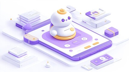 Poster - Modern smartphone screen with chatbot responses to customer inquiries