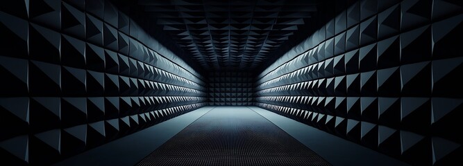 Poster - Futuristic Acoustic Testing Chamber with Geometric Soundproofing Design : Generative AI