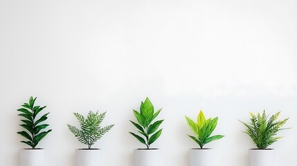 Poster - Ethereal Composition of Hand-Painted Watercolor Plants in Minimalist Pots on a Soft Background Creating a Serene and Inviting Atmosphere
