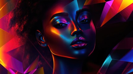 Poster - Abstract dark prism textured background with sharp, glowing edges, creating a sense of depth and mystery.