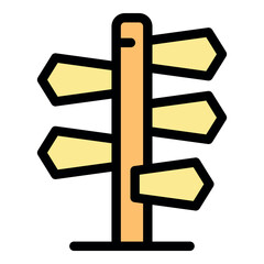 Poster - Wooden sign post with four blank arrows pointing in different directions, ideal for indicating choices, travel, tourism