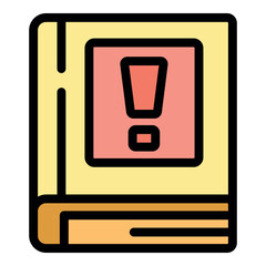 Poster - Book cover with exclamation mark, important information or notification concept, flat vector illustration