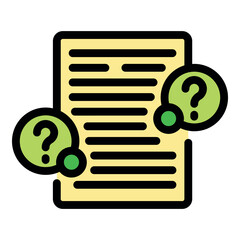 Poster - Two prominent question marks hover over a document, symbolizing uncertainty and the need for clarification