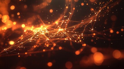 Poster - Abstract digital network with glowing lines and nodes speeding through space, symbolizing high-speed data transmission.