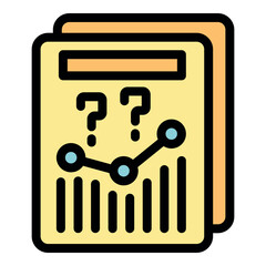 Poster - Documents with charts showing growing statistics with question marks, representing uncertainty in business analysis