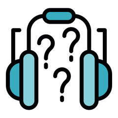 Poster - Question marks emerging from headphones represent listening to questions, seeking answers, or expressing confusion and curiosity