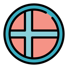 Poster - Round window featuring a cross shaped design, combining functionality and aesthetics