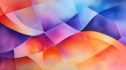 Poster - Bright and Airy Watercolor Wash of Elegant Colors in Abstract Patterns Evoking Depth and Movement with Soft Hues and Fluid Forms