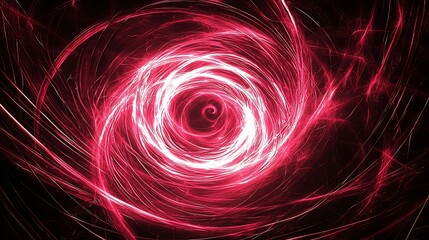 Poster - Vibrant Pink Energy Swirl Abstract Neon Pattern on Dark Background : Generative AI