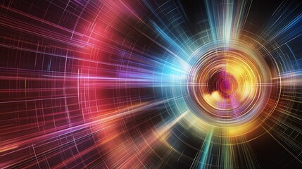 Aufkleber - Dynamic Energy Tunnel with Colorful Light Streaks and Futuristic Space Vibes : Generative AI