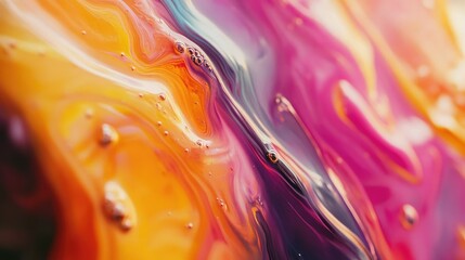 Aufkleber - Close-up shot of fluid art with vibrant swirling colors and smooth textures, creating a stunning abstract painting effect.