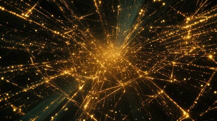 Aufkleber - High-speed data transmission visualized with glowing digital connections across a dark, grid-like network of lines.