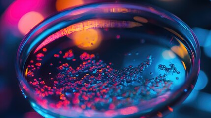 Poster - Microscopic view of cells in a petri dish, displaying complex structures and textures for research analysis.