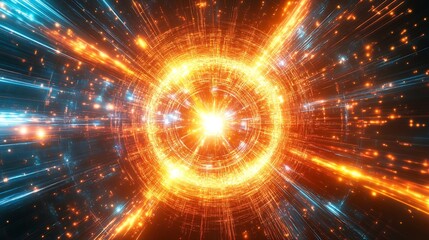 Poster - Abstract Energy Burst with Bright Lights and Colorful Explosion in Space : Generative AI