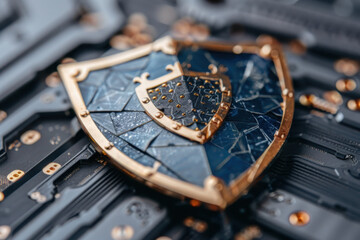 Poster - Protecting cloud data with a digital security shield a cybersecurity concept in blue